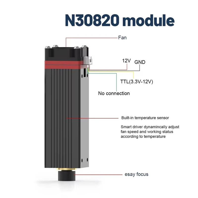 Modulo Laser N30820 con testa Laser a luce blu 40W 450Nm per incisione e taglio del legno fai da te