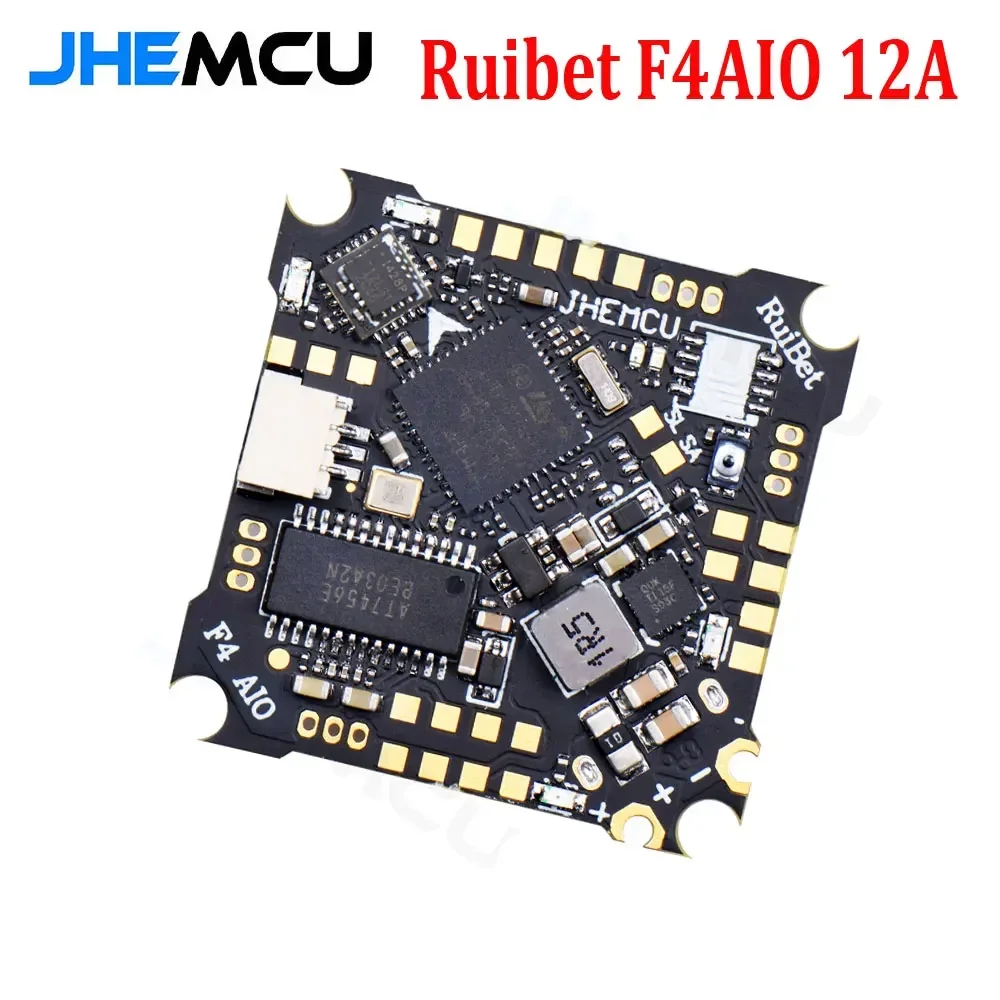 JHEMCU Ruibet F4AIO 12A F411 Flight Controller ICM42688P W/5V BEC Built-in 12A BLHELI_S 1-2S 4in1 ESC 25.5X25.5mm for FPV Drone