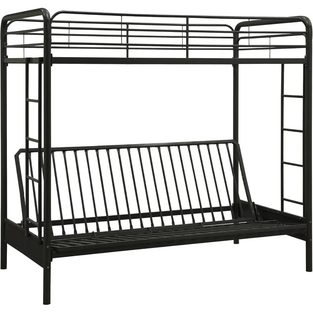 Sammie Twin over Futon Metal Bunk Bed, Black