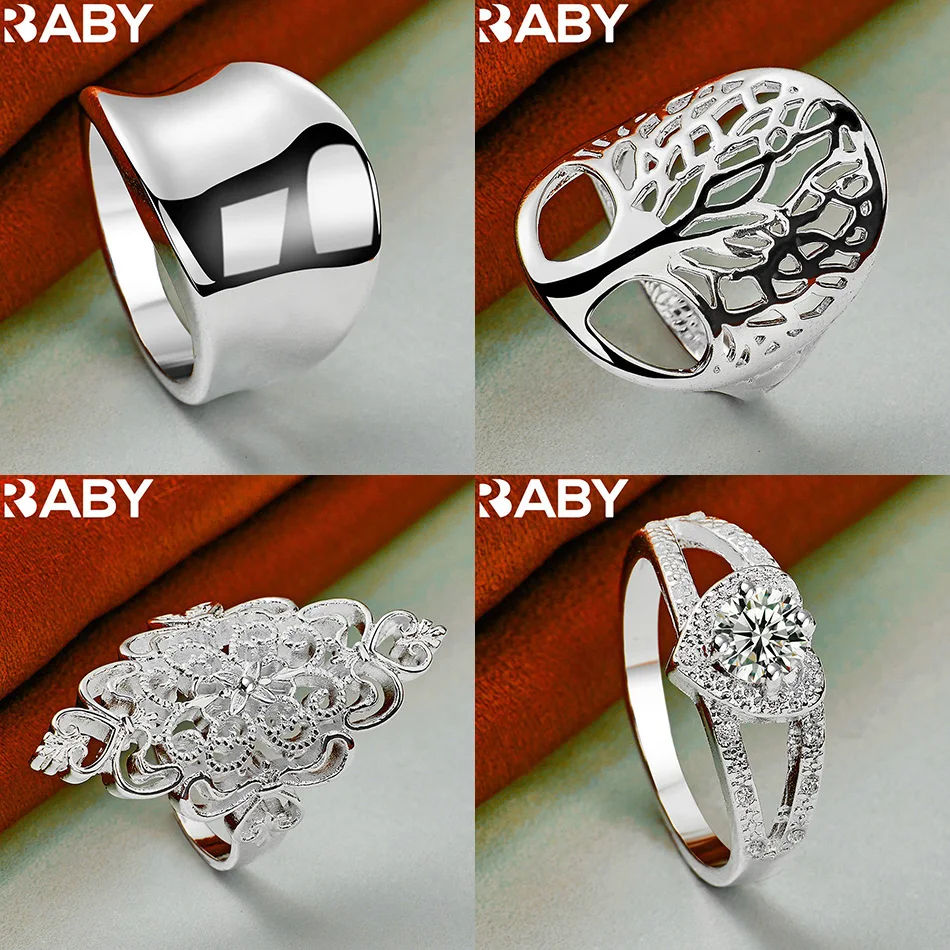

URBABY 925 Sterling Silver Size 6-10 Geometric Ring For Women Men Grace Jewelry Trend Fashionable Birthday Party Gifts