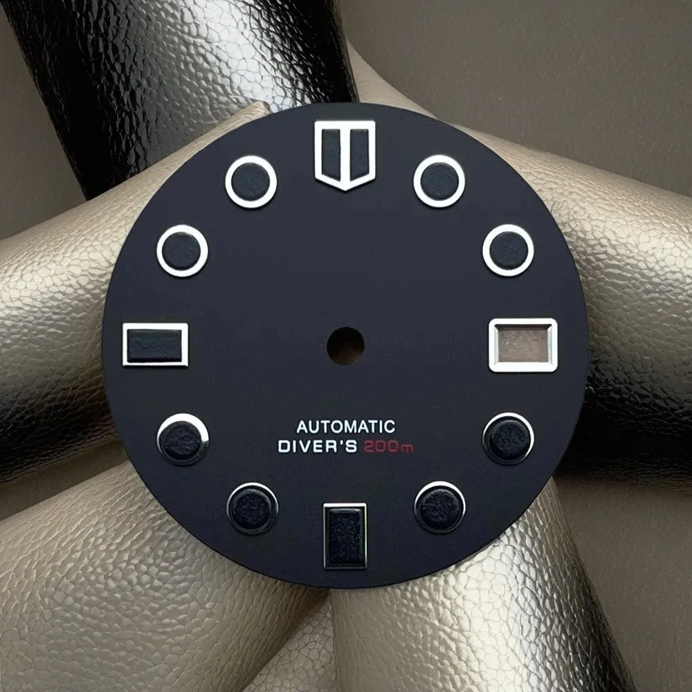 28.5mm S Logo Matte Dial Fit NH35/NH36/4R/7S Movement Green Luminous High-Quality Watch Modification Accessories Watch Dial