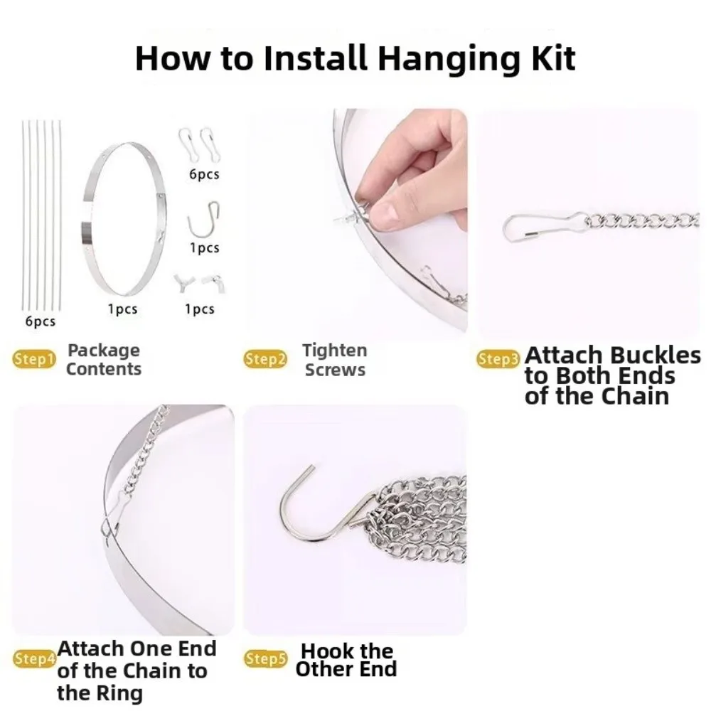 Metal Ceiling Drapes Hanging Hoop Kit Anti-Rust DIY Curtains Hanging Ring Bracket Detachable Chain Iron Art