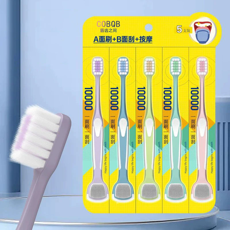 

Double Head Toothbrush With Tongue Scraper Tongue Oral Cleaning Brush Reusable Fresh Breath Oral Hygiene Care Cleaning Tools