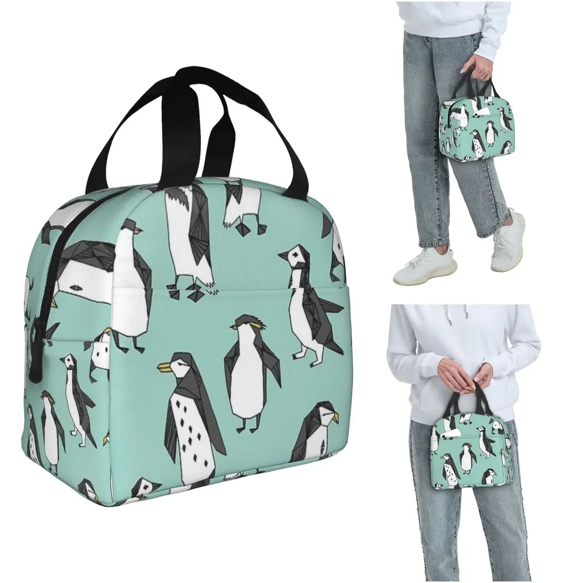 Penguin - Mint By Andrea Lauren Insulated Lunch Bag for Women Children Portable Food Boxes Thermal Lunch Box Tote