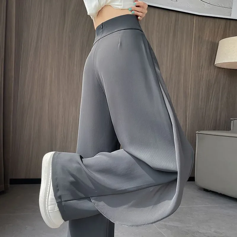 Chiffon Stitching Blazer Wide-Leg Long Pants Women's 2026 Spring Summer New High Waist Dape Loose Casual Straight Pants