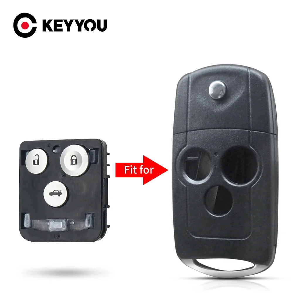 

KEYYOU 2/3 Buttons Remote Key Shell Car Key Button Pad For Honda Civic Accord Jazz Acura CRV HRV S2000 Replacement Accessories