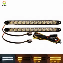 2pcs 12LED Car Daytime Running Light 12V HID DRL Driving Turn Signal Fog Light 6000K White Amber sequential Light Bar