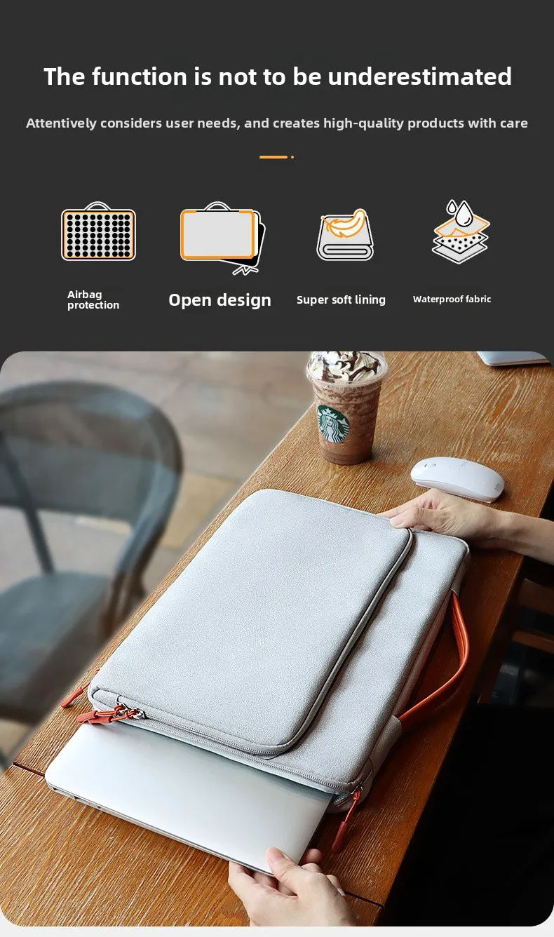 Laptop-Tragetasche 13,3-15,6 Zoll Wasserdichte Aktentasche Schulter-Handtasche für Notebook Tablet – Detail 2
