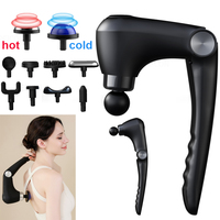 Fascia Gun Extended Handle U-Shaped Foldable Portable Massage Gun Hot Cold Head Deep Tissue Shoulder Back Body Muscle Massager
