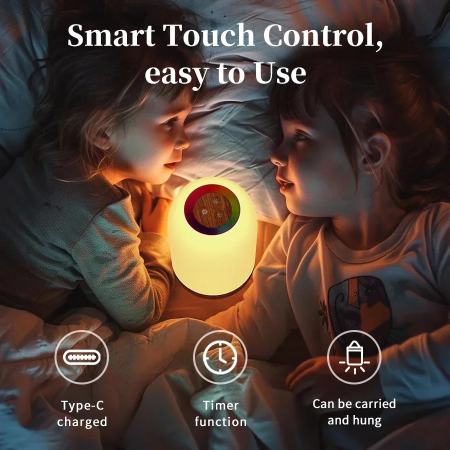 LED Table Lamp Touch Dimmable Bedside Lamp RGB Dreamcolor Kids Gift Light Rechargeable Bedroom Living Room Decor Night Light