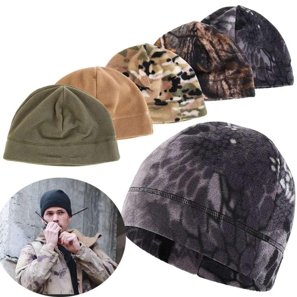 One size Classic Solid Color Bonnet Windproof Men Women Cuffed Beanies Hiking Caps  Cap Fleece Hats Ski Baggy Hat