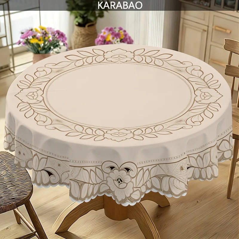 1 PC European-style vintage floral round tablecloth, with exquisite patterns for a luxurious dining table. yzb