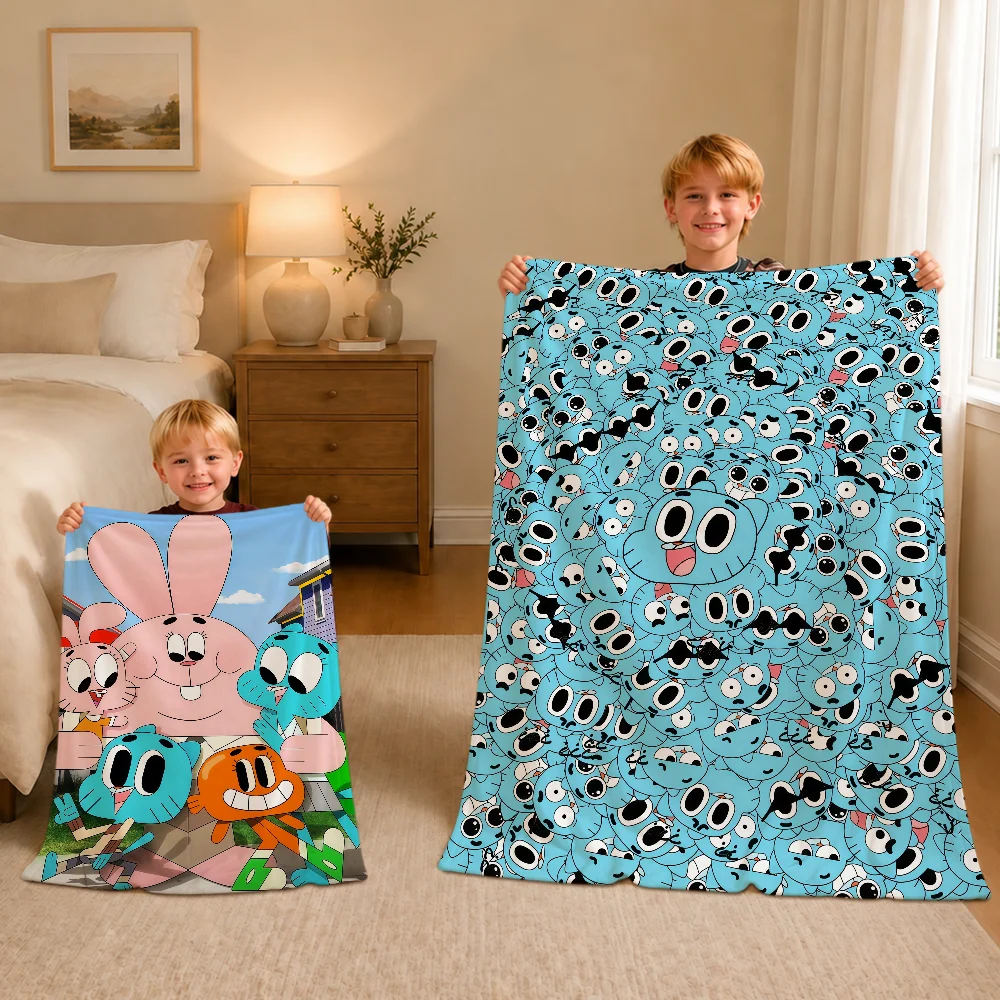 Cute Cartoon Fun A-Amazing W-world Of Gumball Warm Soft Plush Blanket Sofa Living Room Nap Home Bedroom Gift Flannel Pet Hogar