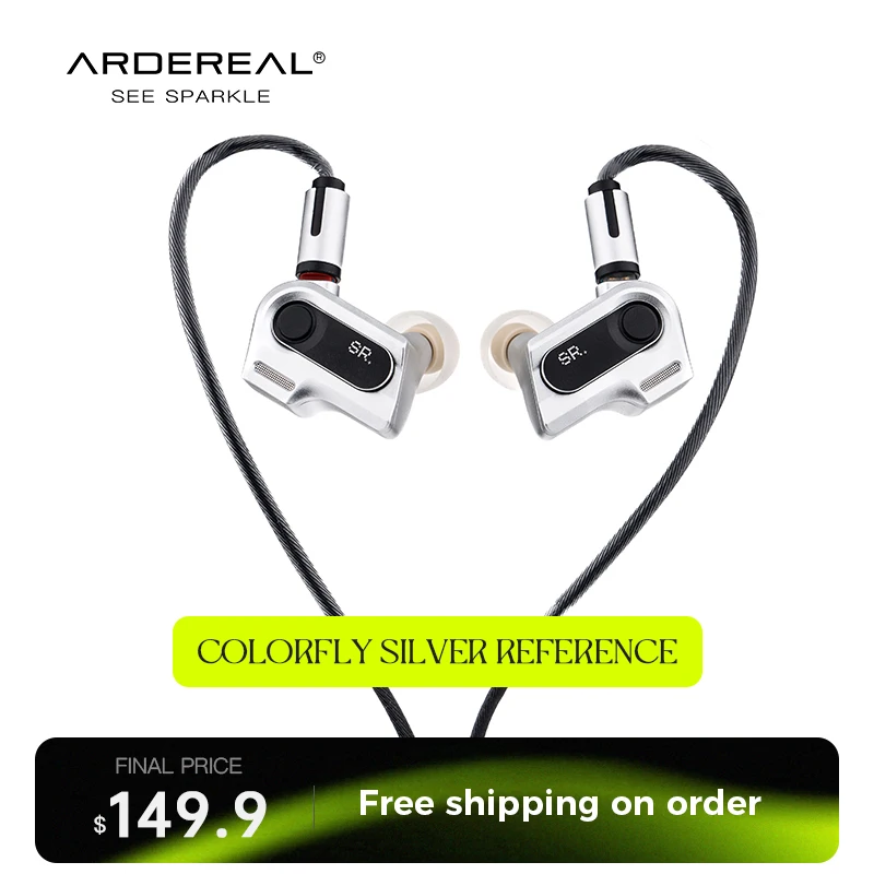 

Colorfly Silver Reference 3 DD in Ear Monitors HiFi Wired Earbuds, Gaming Earbuds 4.4mm Balance Plug