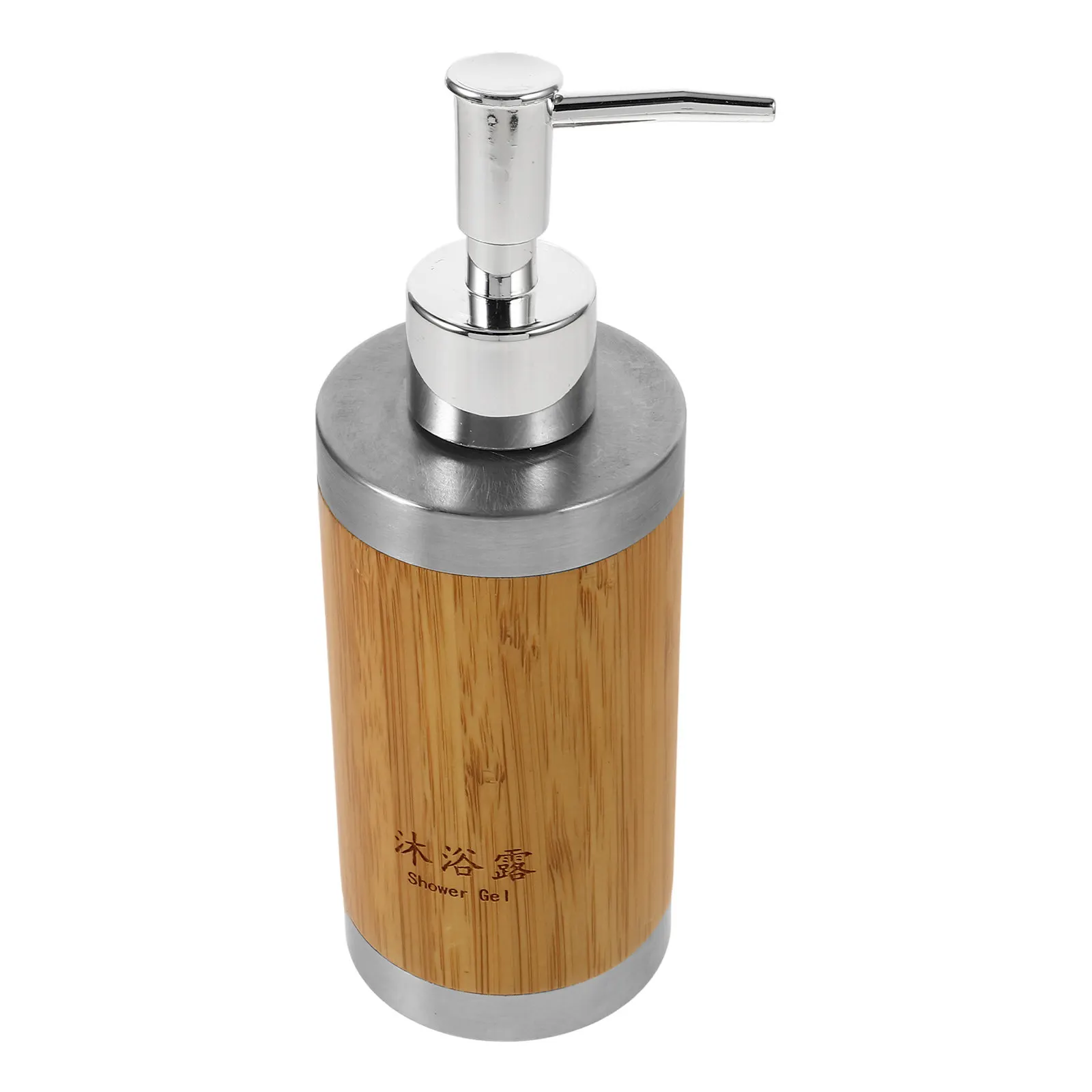

Press Lotion Dispenser Plastic Bamboo Refillable Bottle for Home Hotel Bathroom Soap Shower Gel Shampoo Pump Bottle