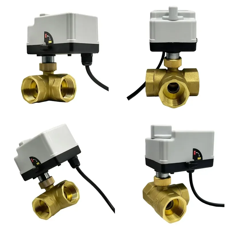 1/2'' 3/4'' 1'' Brass Electric Ball Valve 220V 12V 24V 3 Wire 2 Control Electric Operated Manual Switch for Water Media