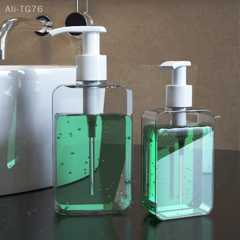 Transparenter quadratischer Seifenspender, Lotionsflasche auf der Arbeitsplatte mit Pumpe, Badezimmer-Flüssigseifenspender, nachfüllbar