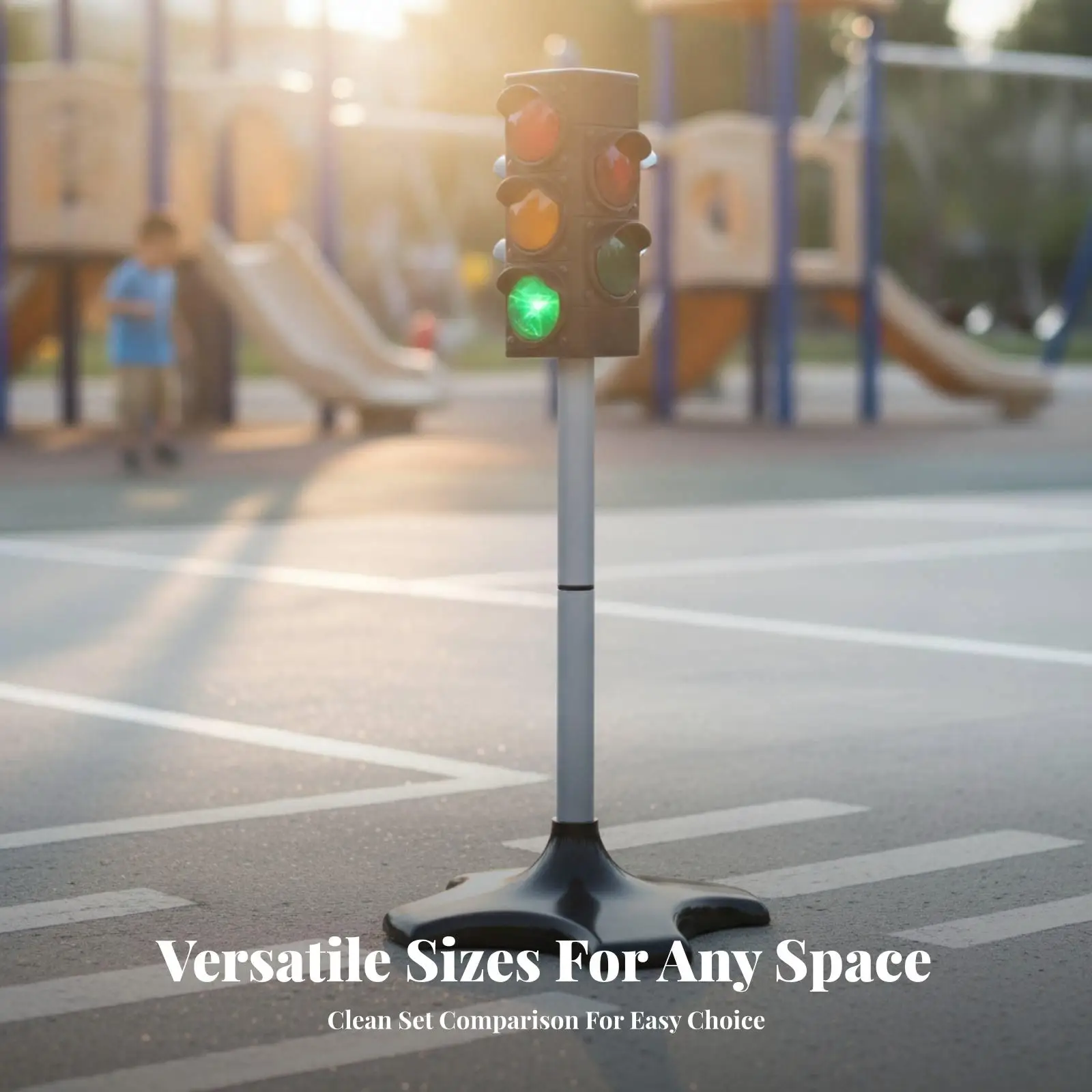 Child Safety Traffic Light Toy with Black Housing and Base for Home Classroom Educational Concept Toys