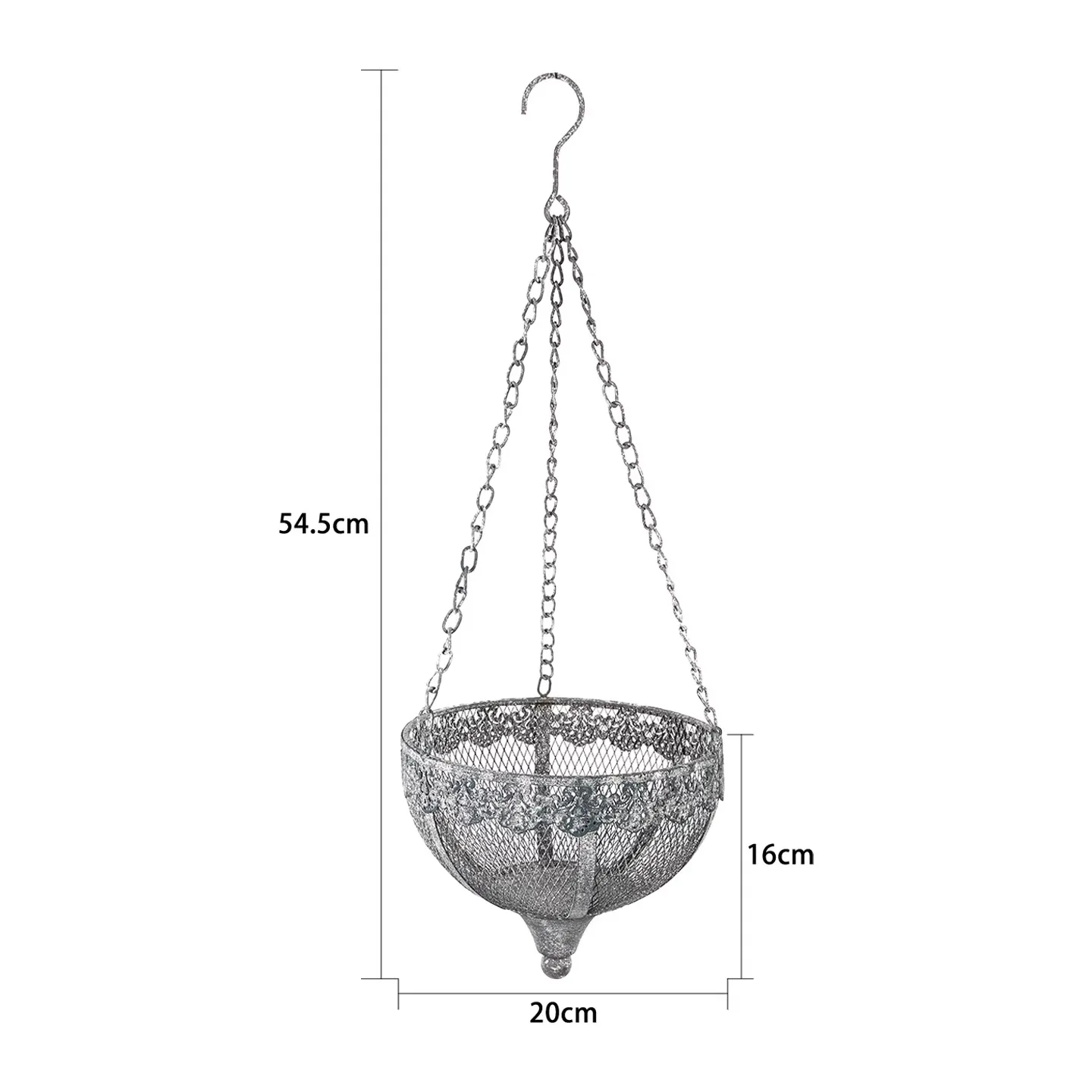 Vintage Metal Hanging Planter Basket With Chain, Rustic Lace Edge Garden Flower Pot, Balcony Patio Hanging Plant Holder