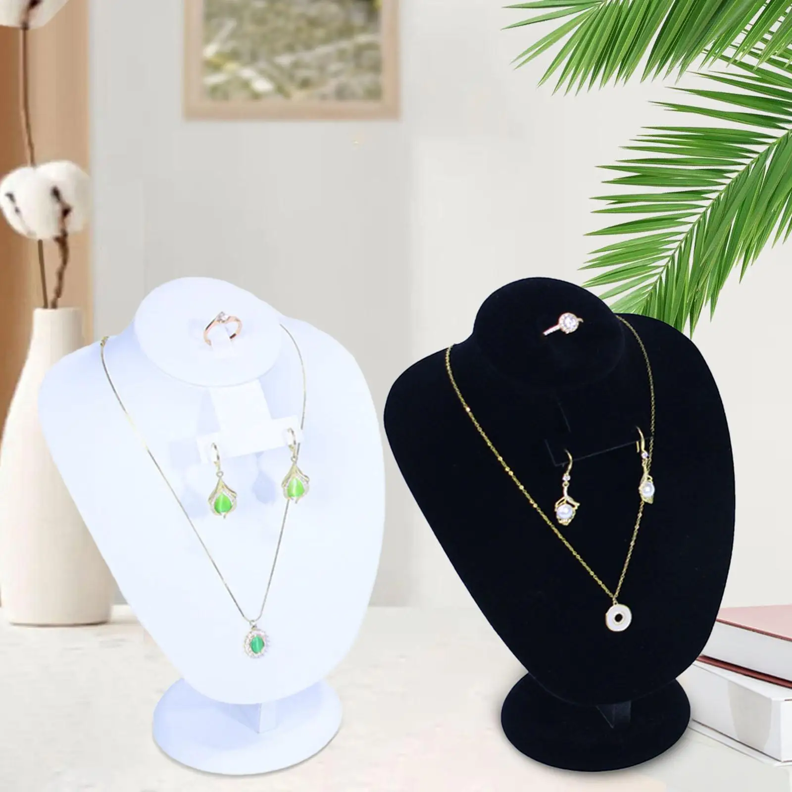 

Jewelry Display Mannequin Velvet Necklace Display Model Pendant Bust Show Stand for Tabletop Showcase Women Showroom Storage