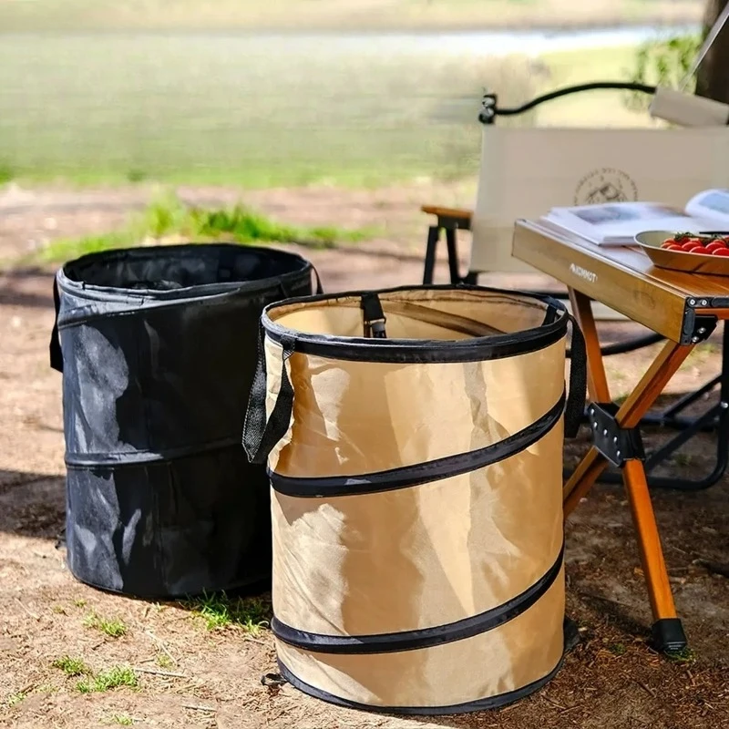 600D Oxford Fabric  Foldable Trash Can Portable Outdoor Camping Garbage Bin with Steel Frame