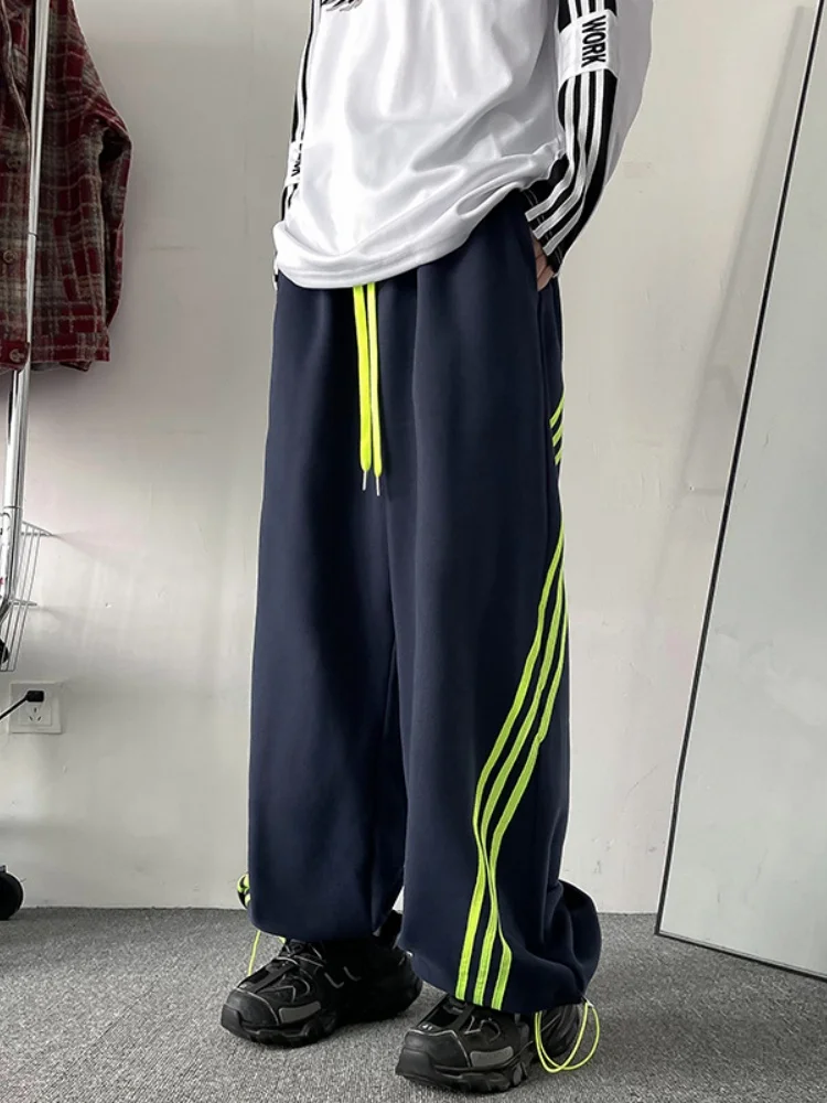 

Men's Spring Autumn Loose Wide Leg Pants Drapey Floor-Length Straight Cut Sweatpants Faionable Casual Trousers