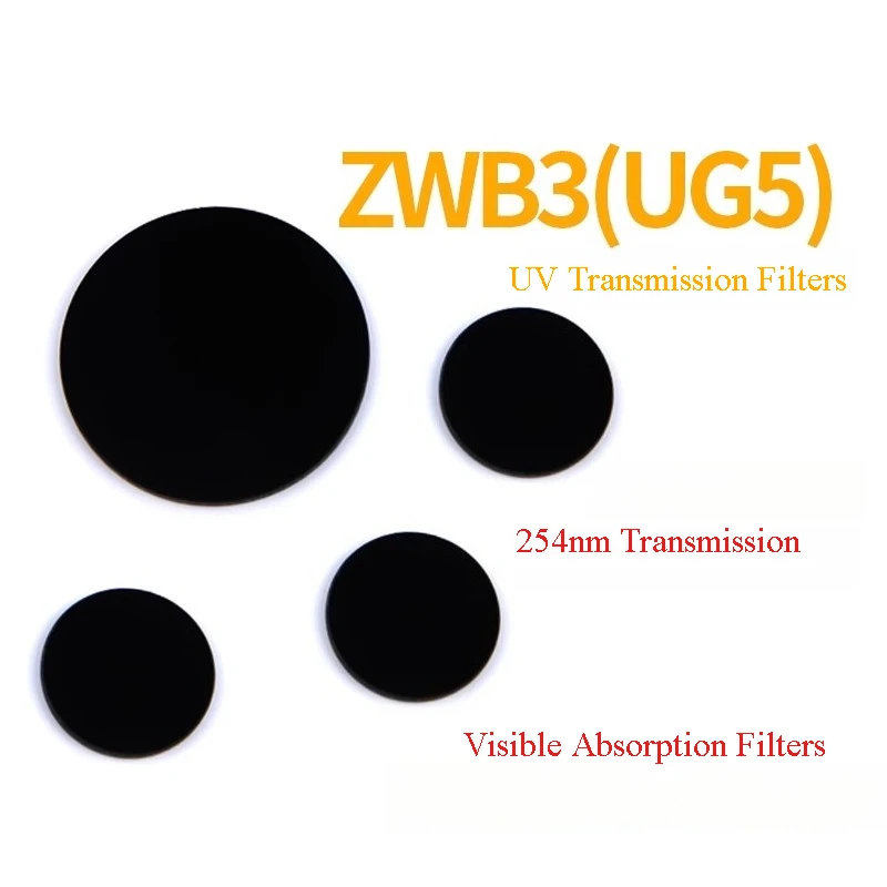 1PC ZWB3 254nm UV Transmission Filter Lens Black Optical Glass for Transilluminators Rock Fluorescent Lamps Diameter 4-60mm