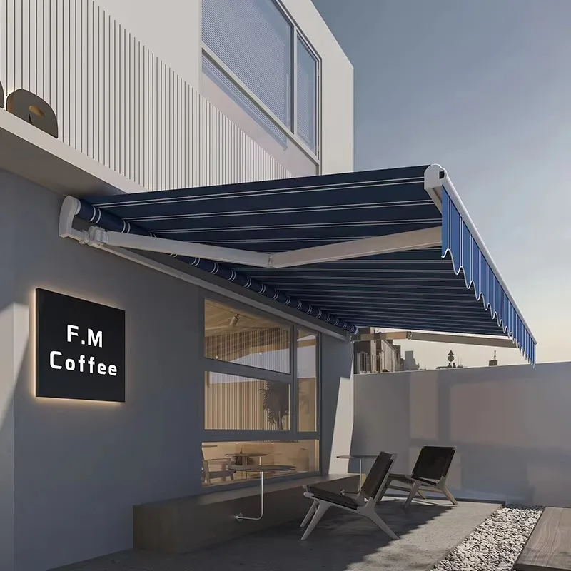 

Wholesale awning outdoor manual retractable manual awning coffee shop hand-crank folding awning