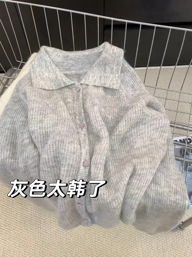 

2024 Spring and Autumn New Korean Style Gentle and Comfortable mohair Knitted Cardigan Versatile Loose Temperament Top for Women