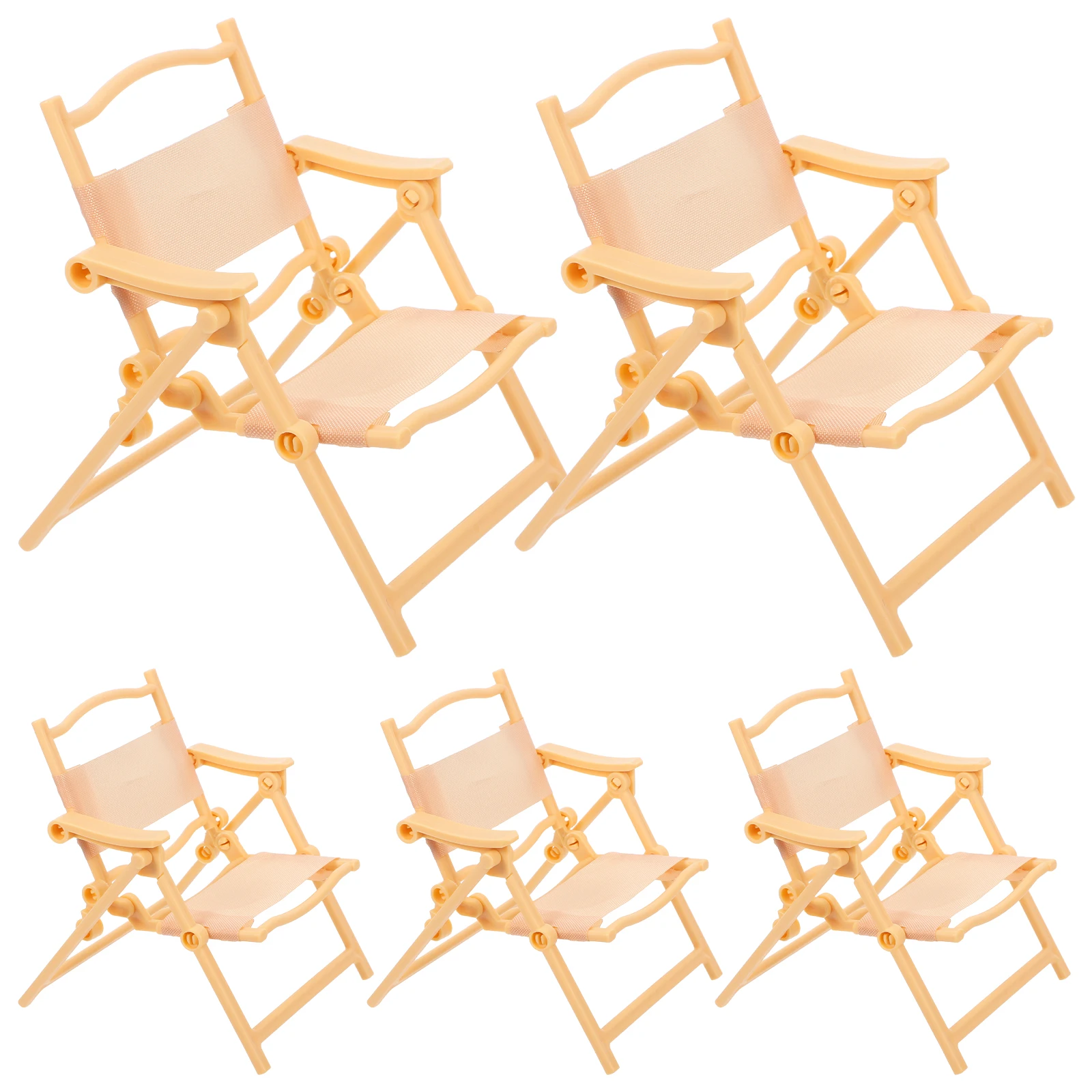 5pcs Miniature Folding Chairs For Dollhouse Furniture Mini Camping Beach Micro Landscape Recliner Kids Indoor Outdoor