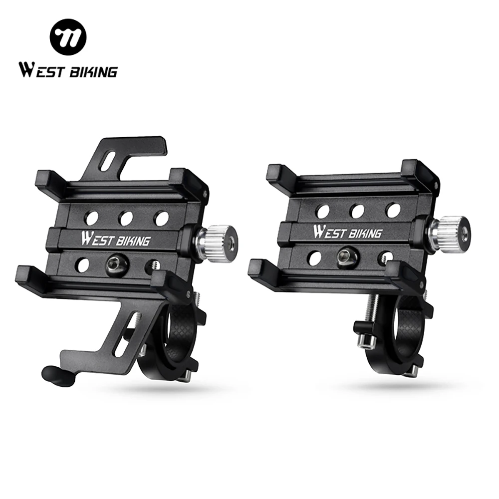 AliExpress West Biking WEST BIKING Aluminum Alloy Quick Release Bicycle Phone Holder Anti-Shake Durable Unblock Button Cycling Phone Cage Stand