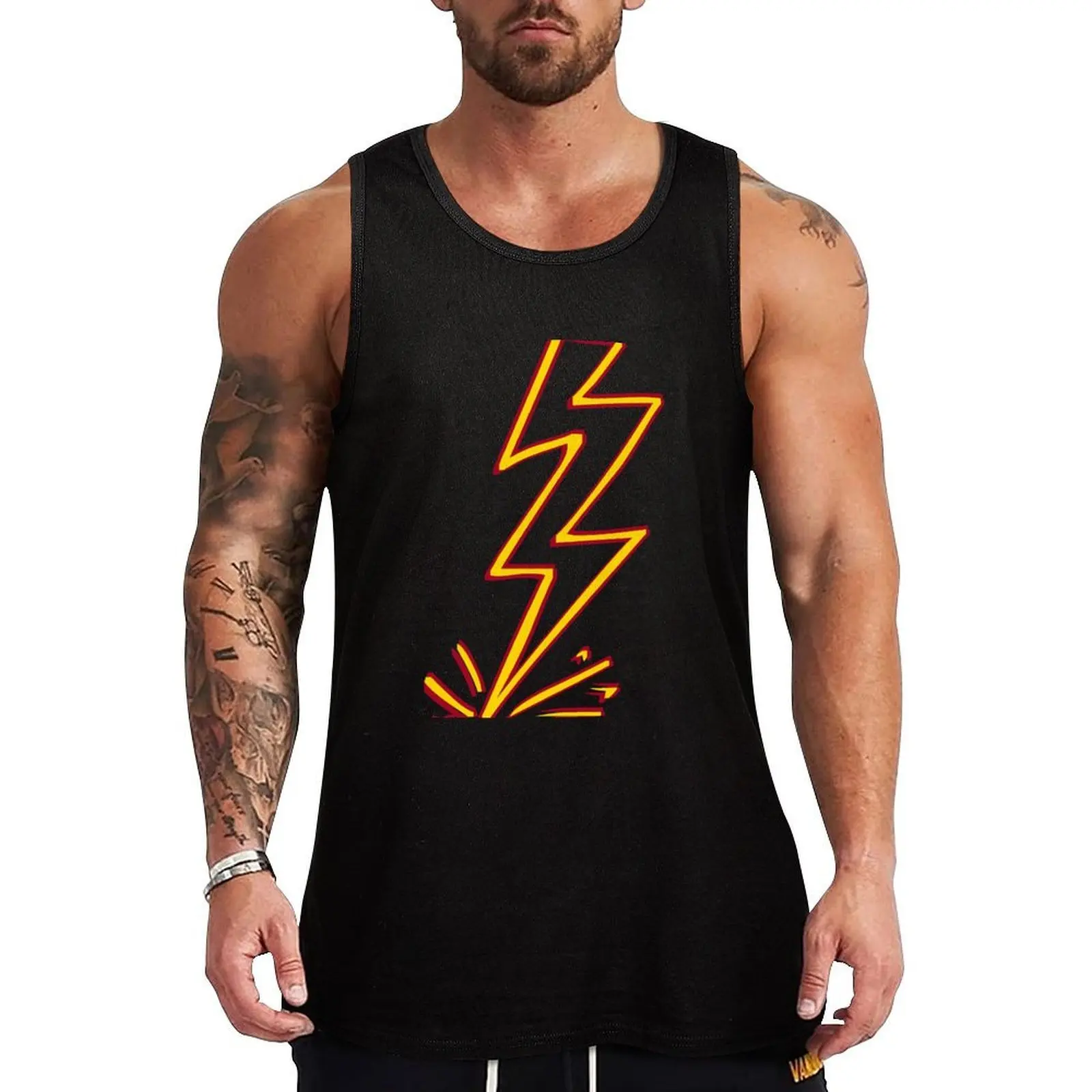 Red and yellow lightning Tank Top Athletic Cut Tank Top Gym Workout Sleeveless Shirt
