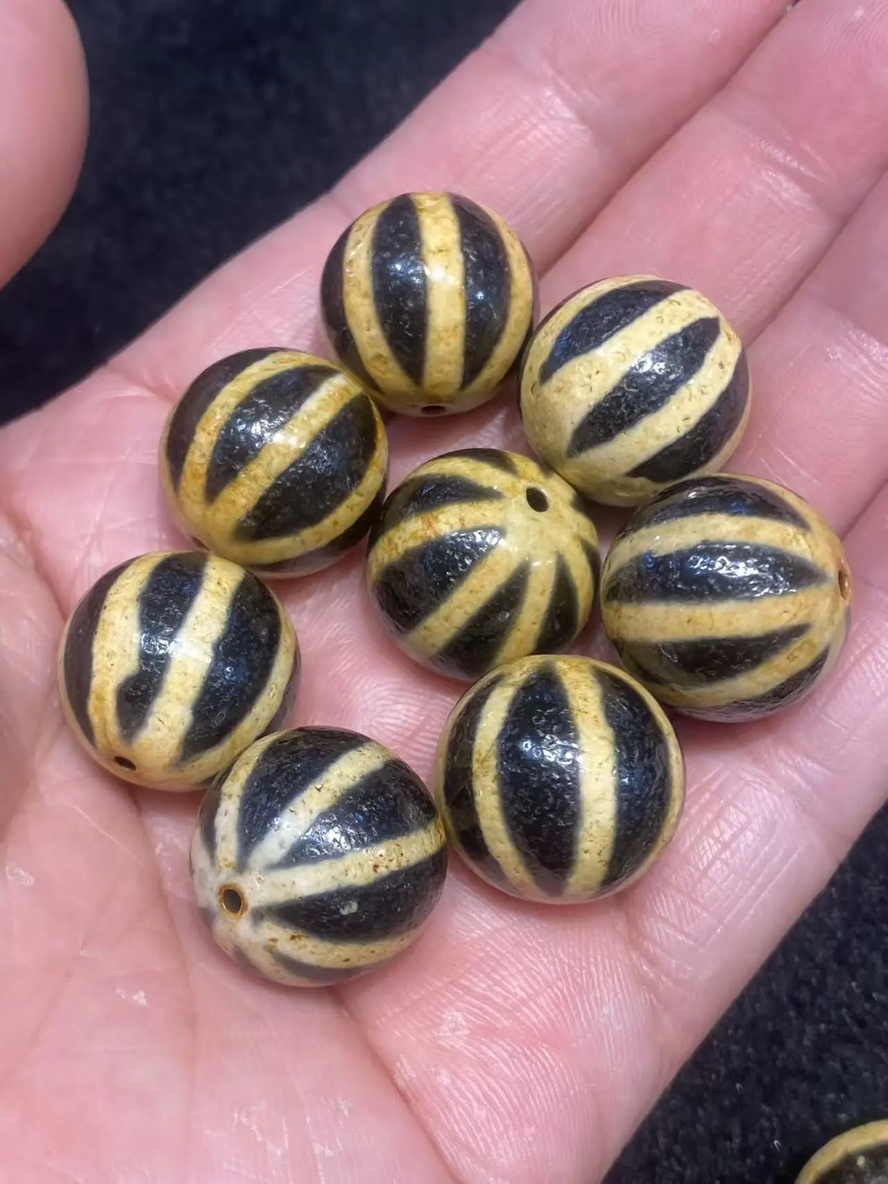 1pcs/lot 1818mm black and yellow watermelon jasper weathered round beads, loose beads for DIY bracelets and necklaces