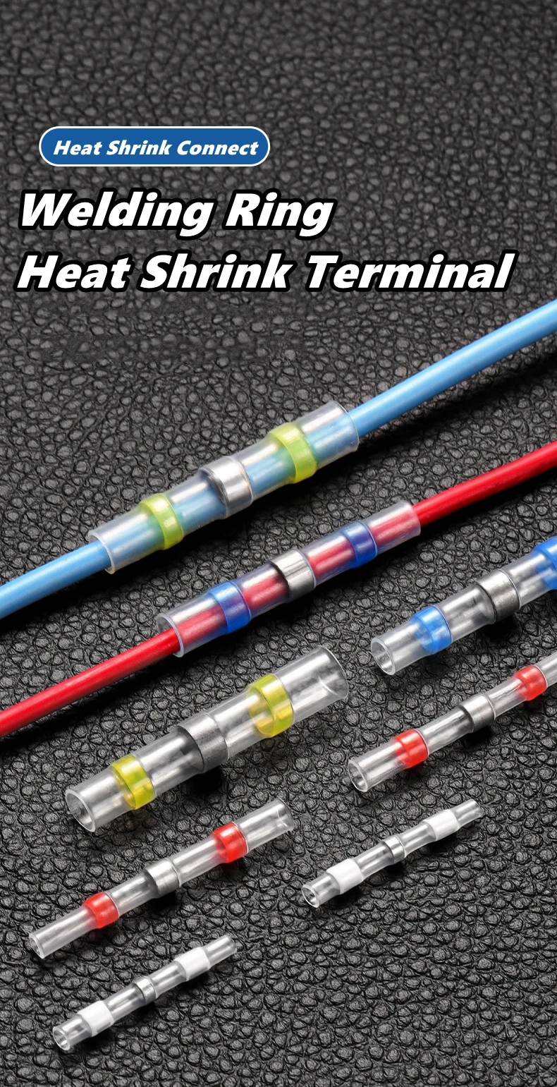 10/50/100 PCS Solder Seal Wire Butt Connectors Welding Ring Heat Shrink Terminal,Waterproof Insulated Electrical Wire Terminals