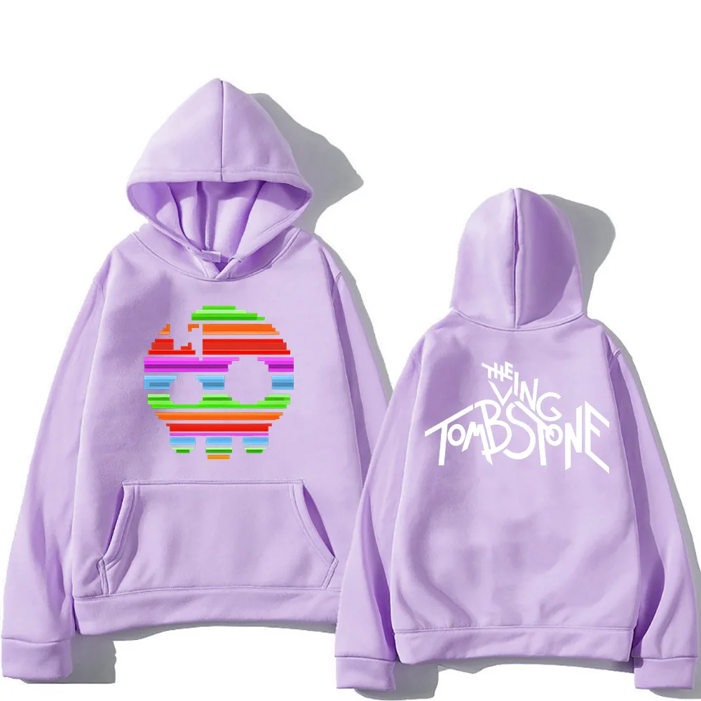 سترة بقلنسوة على شكل جمجمة قوس قزح من The Living Tombstone Skull بلوزات جرافيك مضحكة للجنسين بأكمام طويلة بلوفرات #3