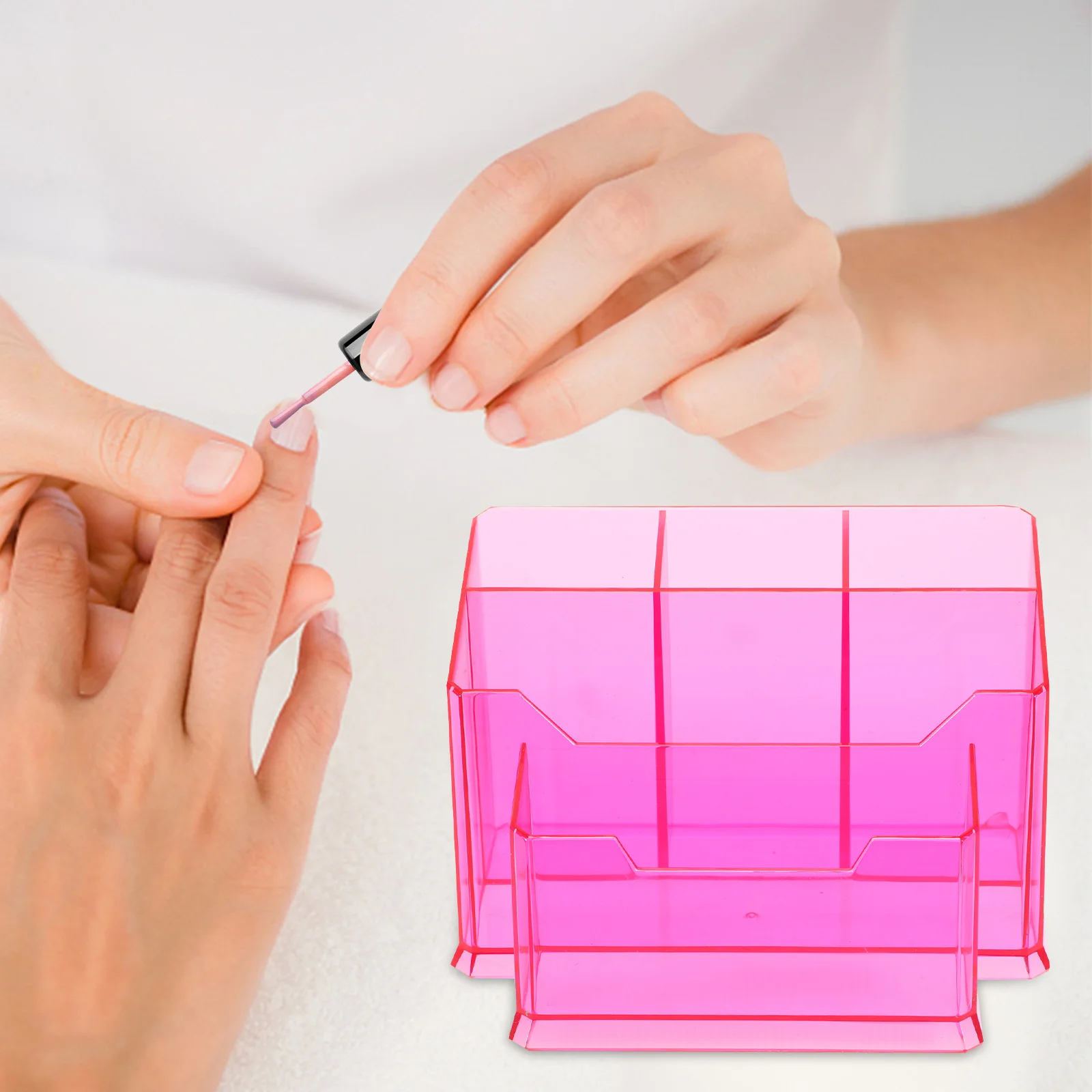 Organizzatore da scrivania per trucco Struttura acrilica Design con fondo ispessito Contiene strumenti per unghie Accessori per il trucco Organizzatore per il trucco Facile da usare