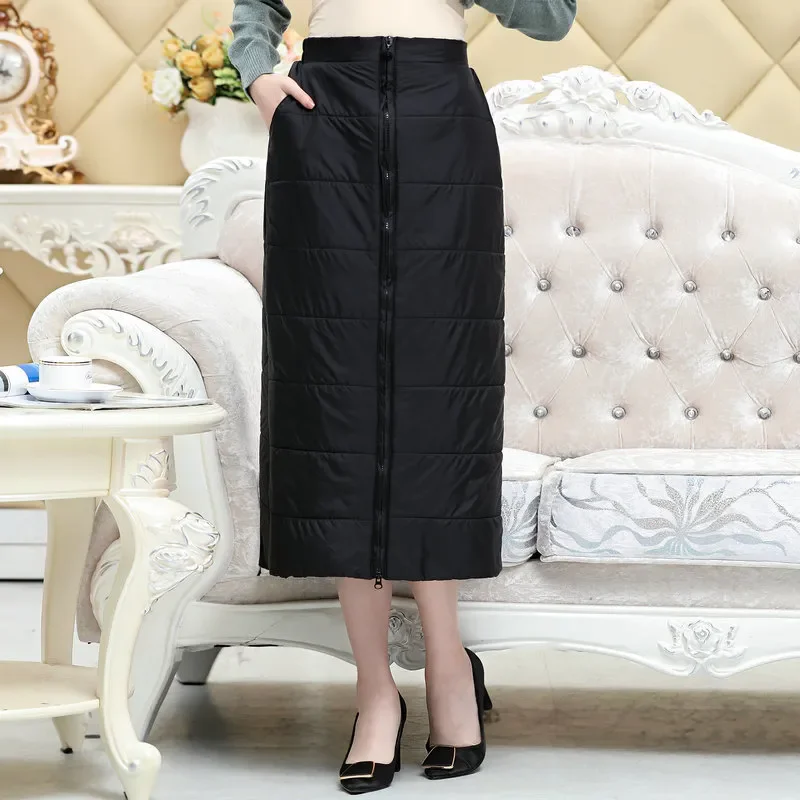 High Waist Medium-length Skirt External Penetration Winter Skirt Autumn Winter Intensification Down Cotton Skirt