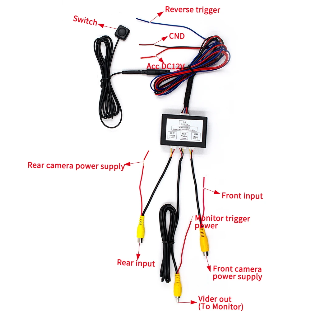 Car Parking Video Channel Converter Auto Switch Front Side/Rearview Rear View Camera Control Box with Manual