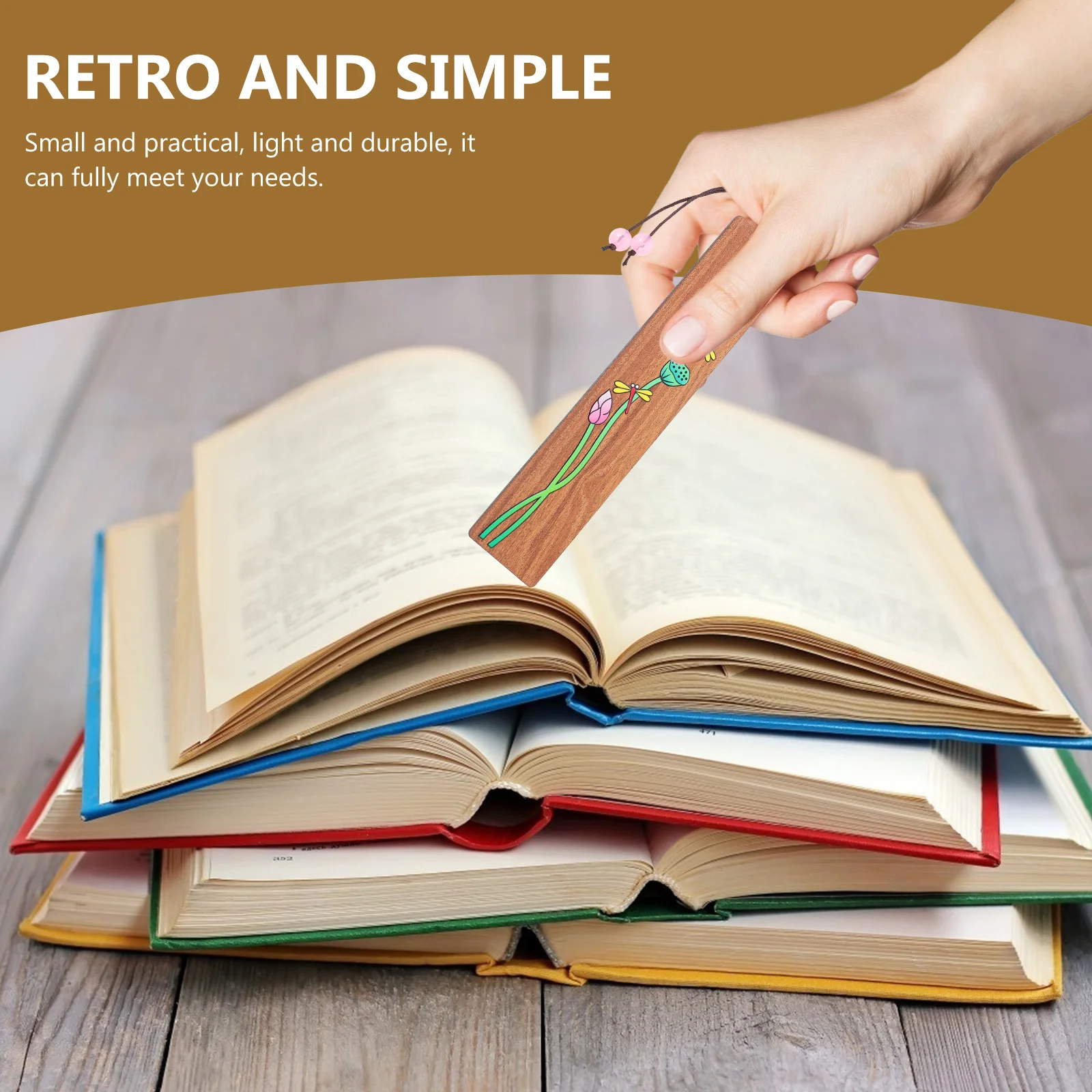1pc Wooden Painted Bookmarker Creative Page-Marker Wood Bookmark Practical Lightweight Simple Design Gift