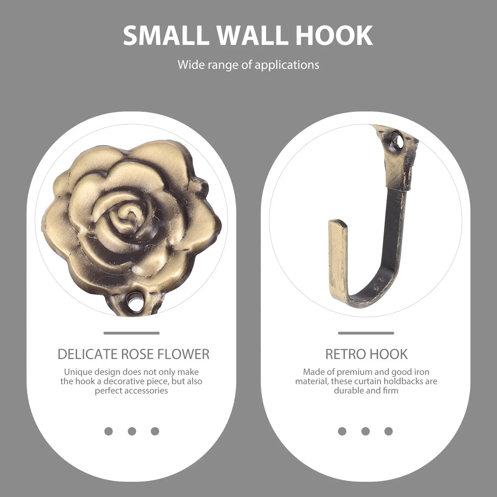4Sets Iron Curtain Holdbacks Rose Flower Design Wall Mounted Drapery Tiebacks for Living Room Bedroom Hotel Decor Elegant Home