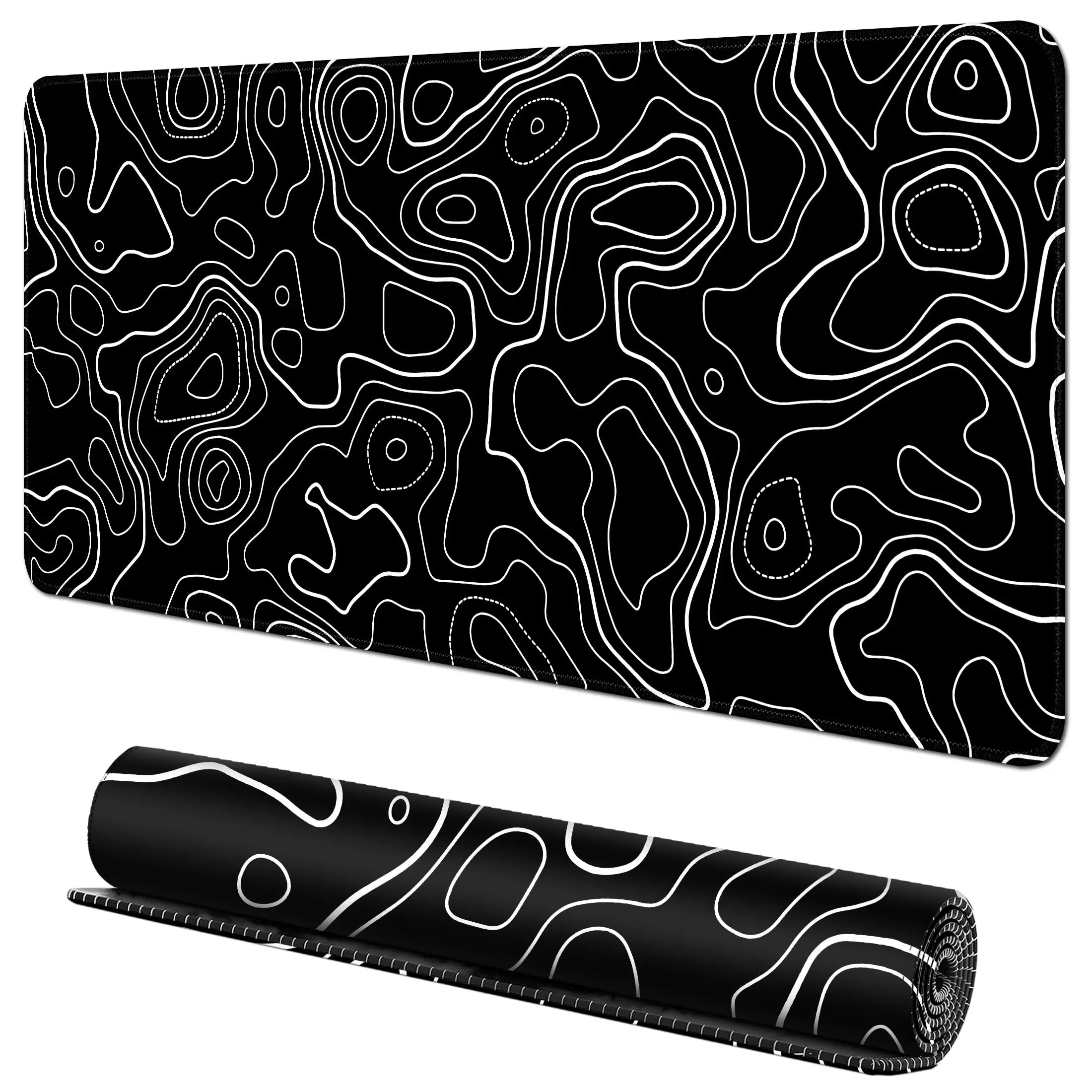 

black Mausepad Topographic map Desk Mat Gaming Mat Pad on The Table Office Gamer Accessorie Keyboard Mat Mouse Pad Mouse Carpet