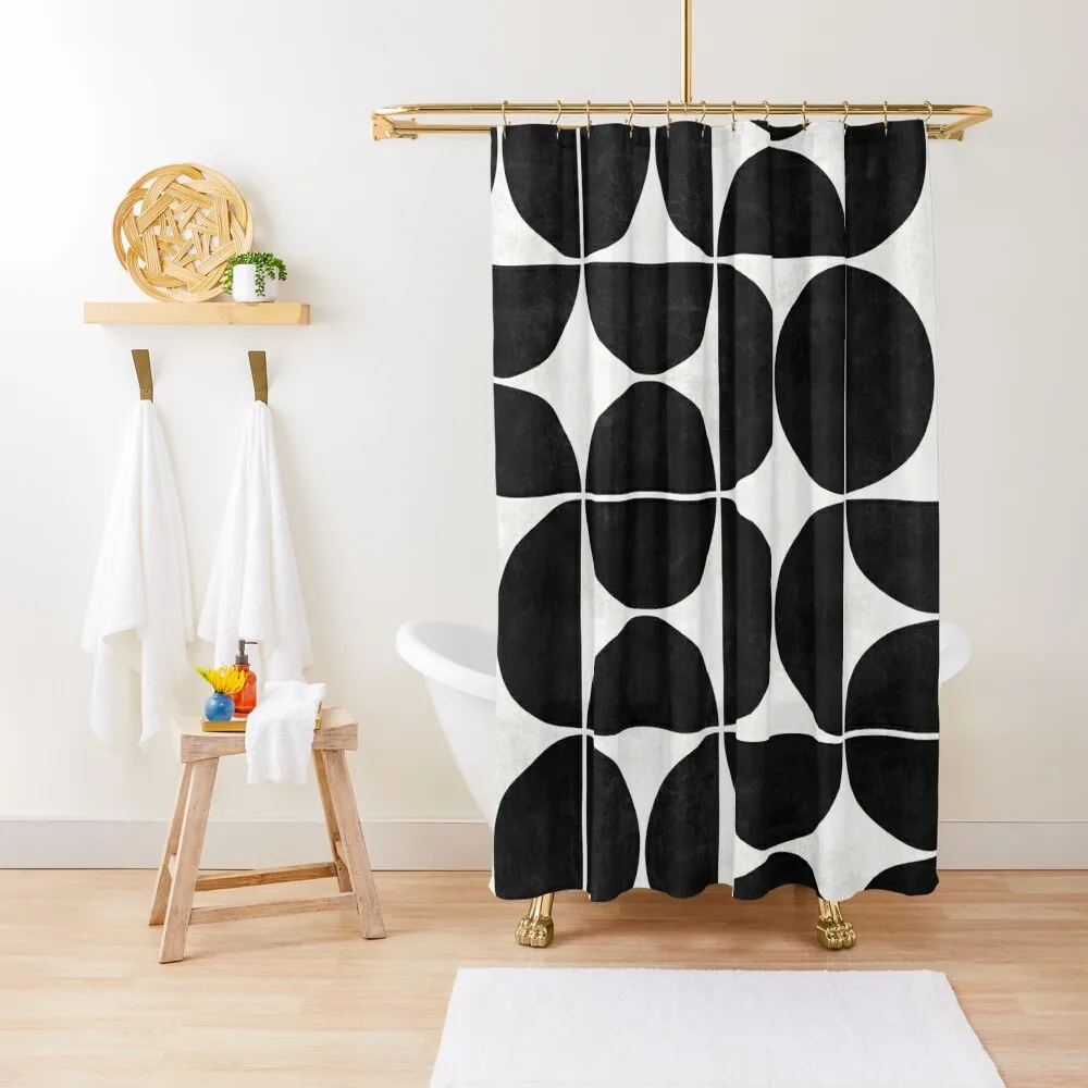

Mid-Century Modern Pattern No.3 - Black and White Concrete Shower Curtain Anime Bathroom Modern Bathroom Accessories Curtain