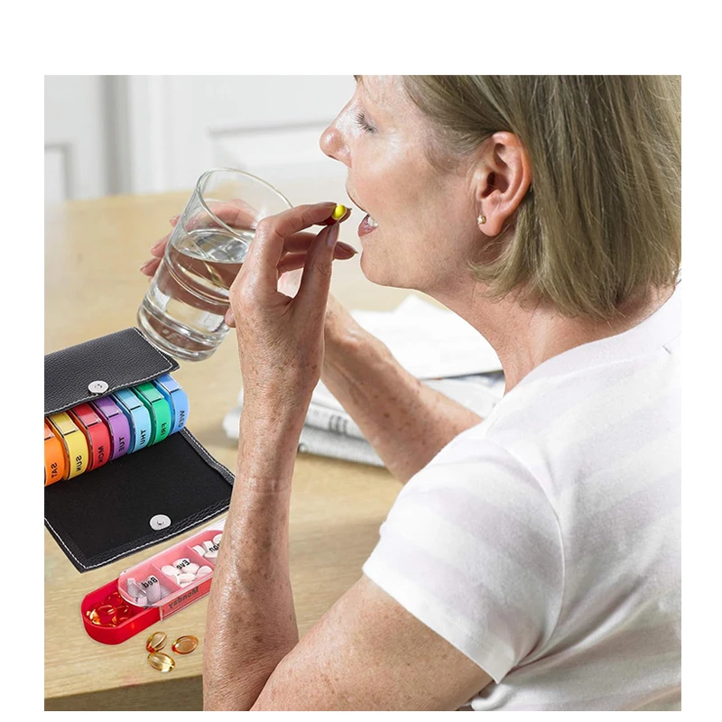 

1pcs New Pills Organizer for Travel Weekly Pills Box 7 Day Pill Case Daily Medicine Organizer 7 Compartments Pill Container
