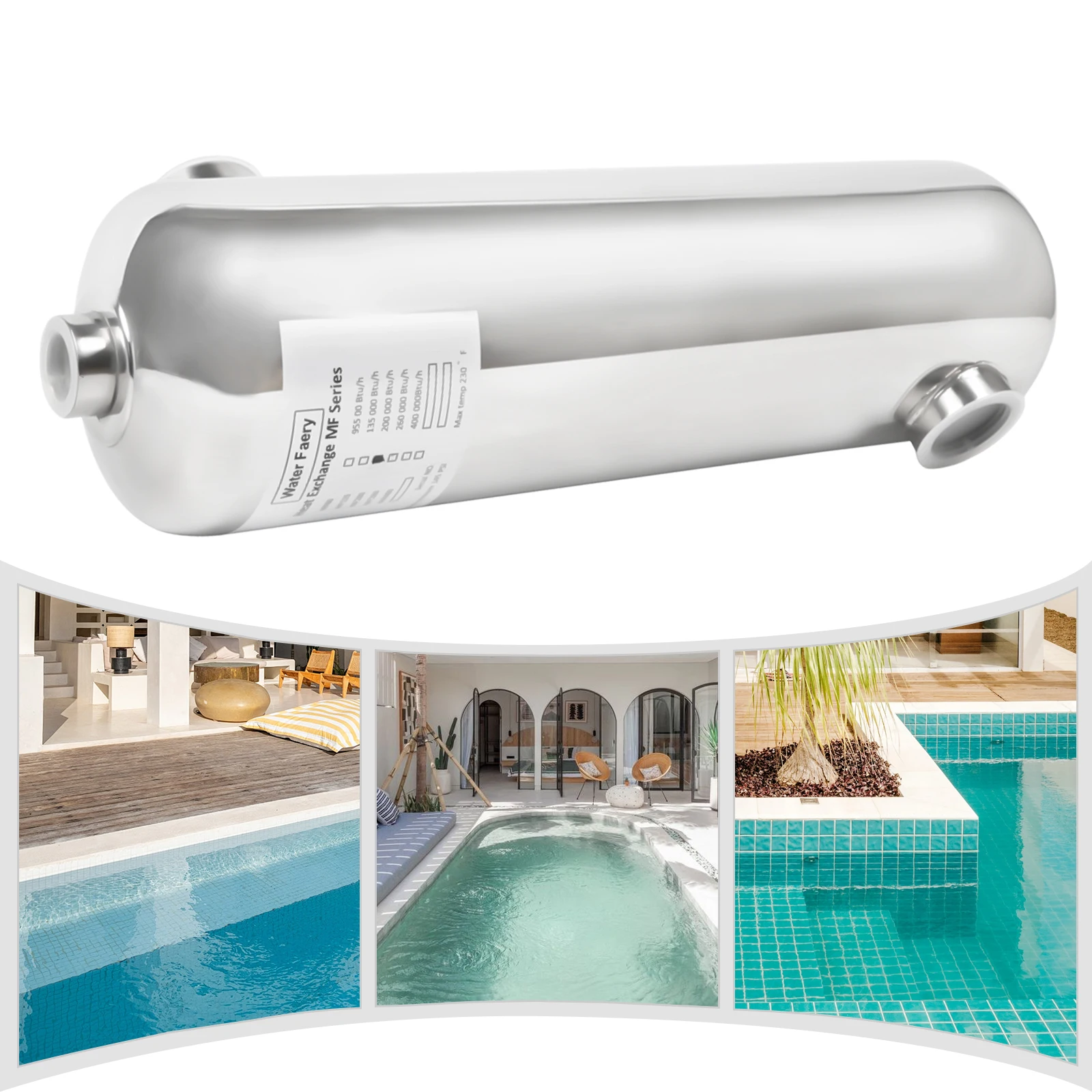 Swimming Pool Heat Exchanger Heater Stainless Steel Bath Tub Pool 292x134mm/485x134mm 28/60KW