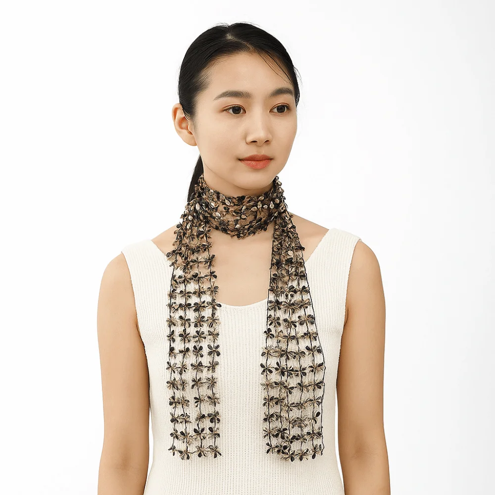 패션 스팽글 스팽글 스카프 태슬 홀로우 벨리댄스 스카프 꽃 모양 얇은 허리 체인 소녀용