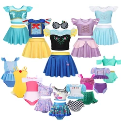 Disney Elsa Anna Princess Ariel Belle Swimsuit Children Swimwear Rapunzel Girls Pool Swimwear Bikini Sets Bathing Kids Suit