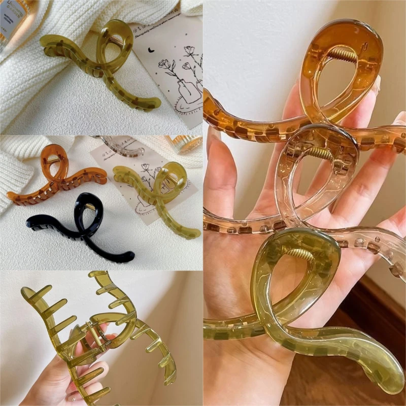 14 سنتيمتر مشبك شعر كبير ل مخلب شعر سميك كراب بنات مجعد شفاف القهوة دبوس الشعر المشابك النساء الكورية ذيل حصان اكسسوارات