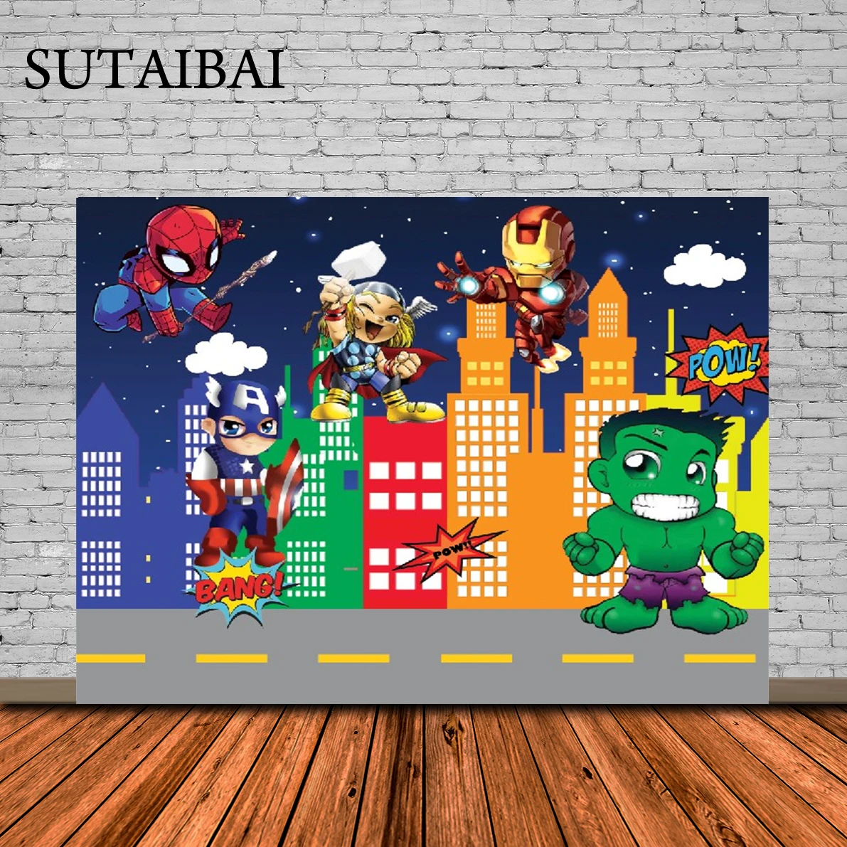 

Cartoon The Avengers Superhero Spiderman Photography Background for Boys Birthday Party Studio Booth Props Backdrop Supplies