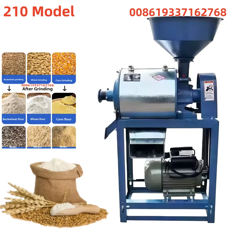 210 Mo Flour Mill for Sale Electric Motor Powered Household Multi Grinder Mill Crushing Rice/Corn/Beans Soybean Maize Flour Mill