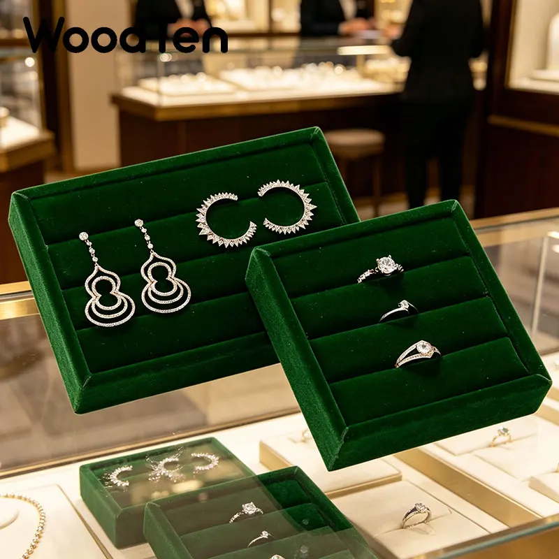 

WoodTen Ring Tray Small Ring Organizer Earring Trays Showcase Display Storage Insert Holder for Jewelry Box Drawer Dresser